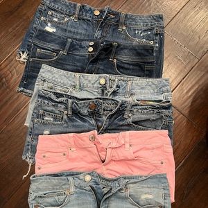 6 pairs of short American eagle denim shorts size 6 great condition.